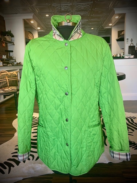 Burberry green quilted sales jacket